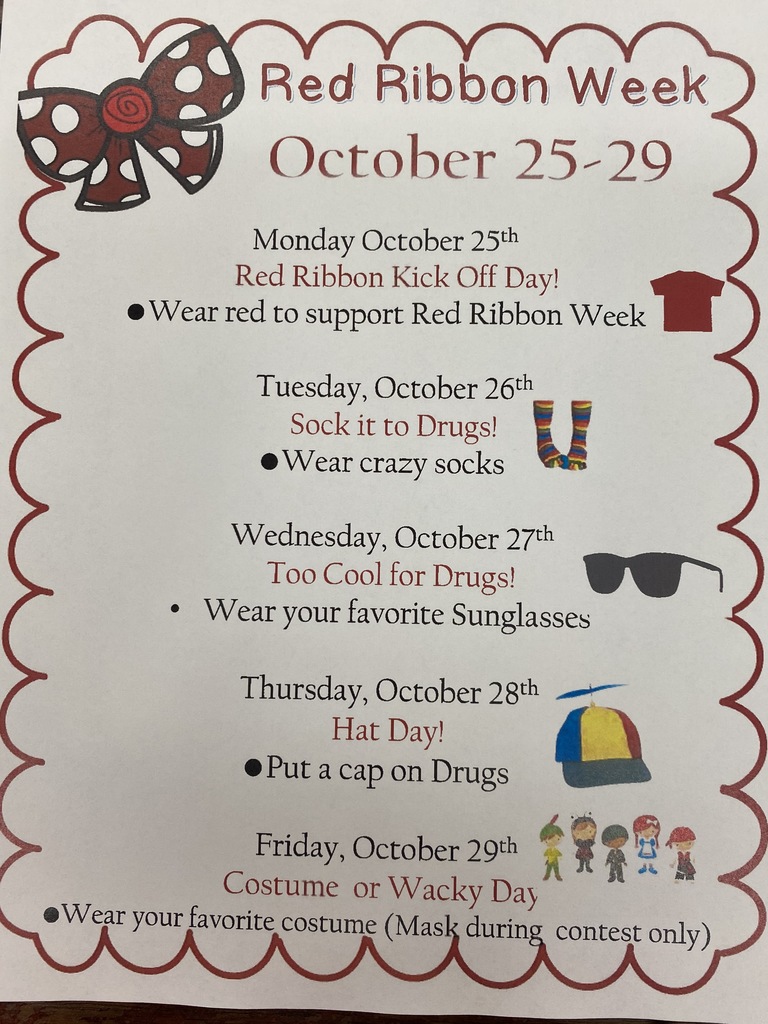 Red Ribbon Week October 25th-29th
